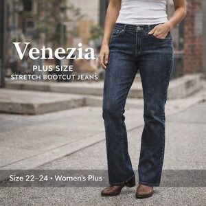 Venezia Women's Stretch Bootcut Jeans Size 22-24 (5) Average Dark Wash Denim